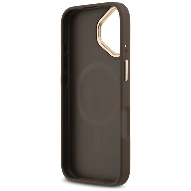 Guess 4G Strass Logo &amp  Big Strap Metal Buttons MagSafe Case for iPhone 17 - Brown 6