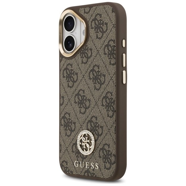 Guess 4G Strass Logo &amp  Big Strap Metal Buttons MagSafe Case for iPhone 17 - Brown 1