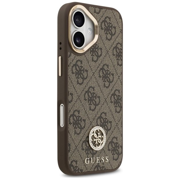 Guess 4G Strass Logo &amp  Big Strap Metal Buttons MagSafe Case for iPhone 17 - Brown 3