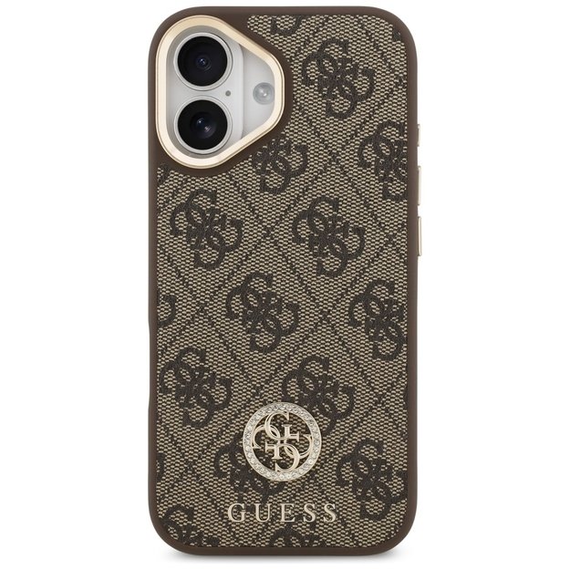 Guess 4G Strass Logo &amp  Big Strap Metal Buttons MagSafe Case for iPhone 17 - Brown 2