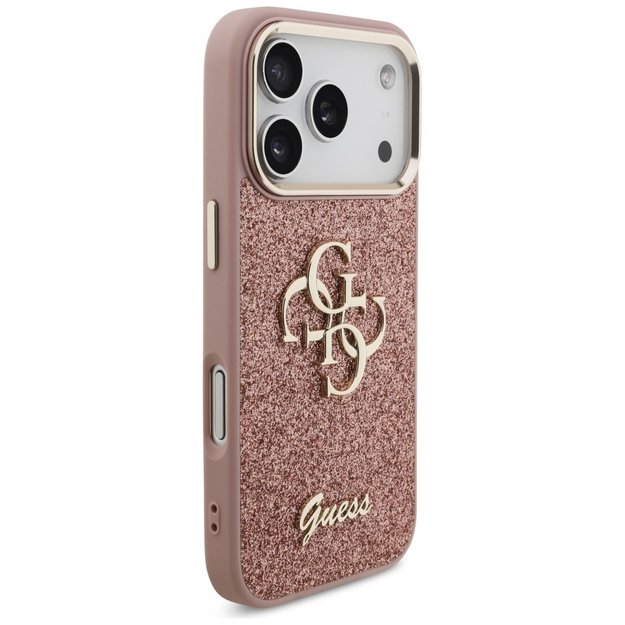 Guess Fixed Glitter Big 4G Metal Frame Case for iPhone 17 Pro - Pink 3