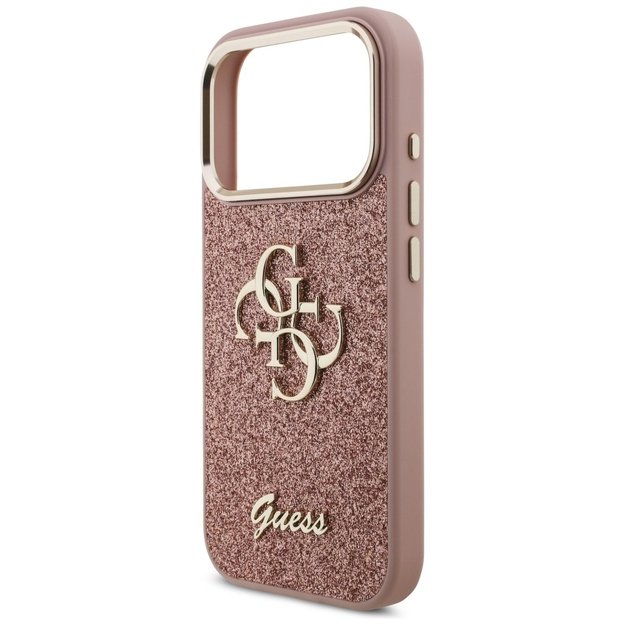 Guess Fixed Glitter Big 4G Metal Frame Case for iPhone 17 Pro - Pink 5