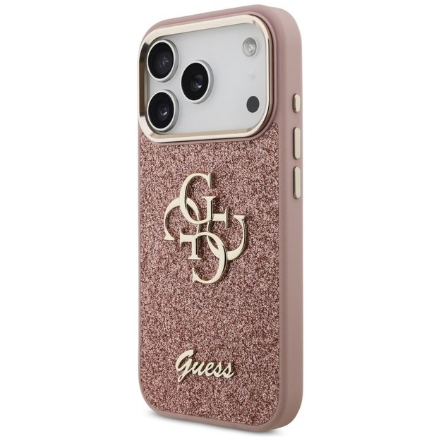 Guess Fixed Glitter Big 4G Metal Frame Case for iPhone 17 Pro - Pink 1