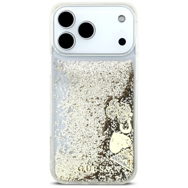 Guess Liq. Glitter 4 Charms Case for iPhone 17 Pro - Gold 2