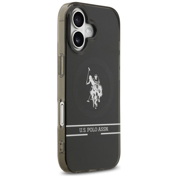 US Polo DH and Bottom Stripe Logo MagSafe iPhone 17 Case - Black 3
