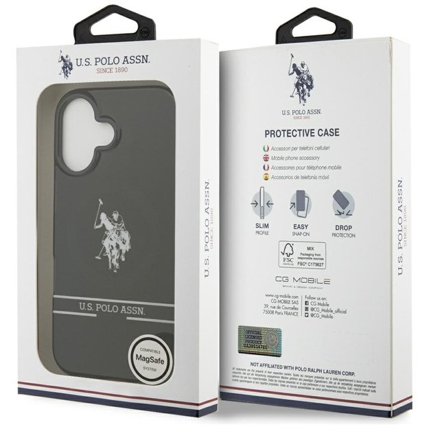 US Polo DH and Bottom Stripe Logo MagSafe iPhone 17 Case - Black 7