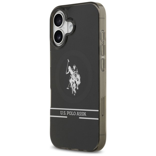 US Polo DH and Bottom Stripe Logo MagSafe iPhone 17 Case - Black 1