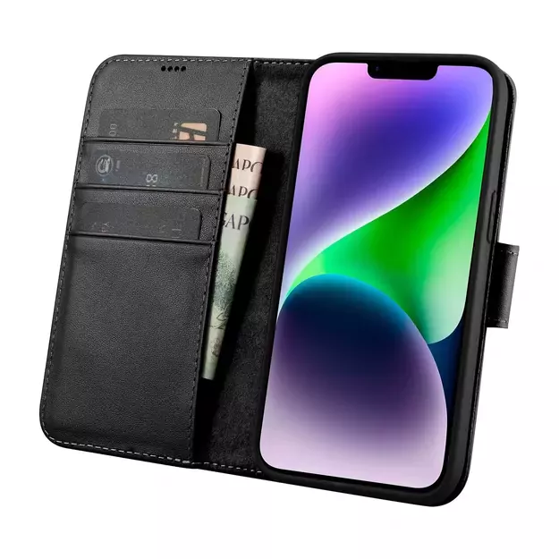 iCarer Wallet Case 2in1 Cover iPhone 14 Plus Anti-RFID Leather Flip Case Black (WMI14220727-BK) 3
