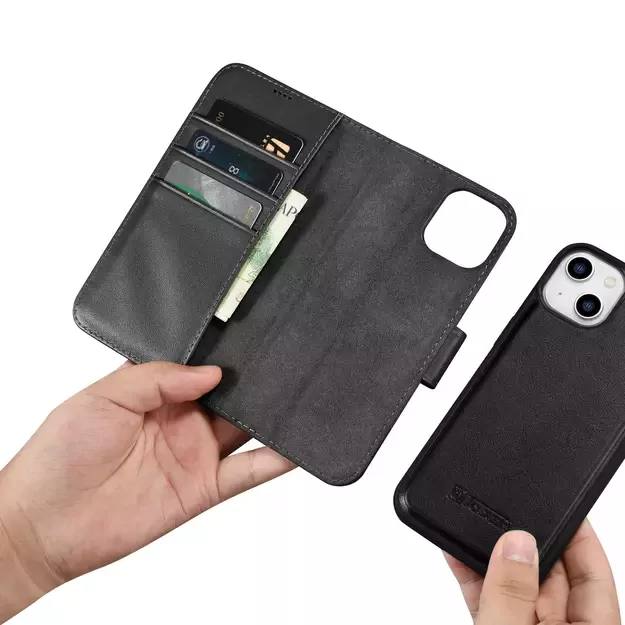 iCarer Wallet Case 2in1 Cover iPhone 14 Plus Anti-RFID Leather Flip Case Black (WMI14220727-BK) 14