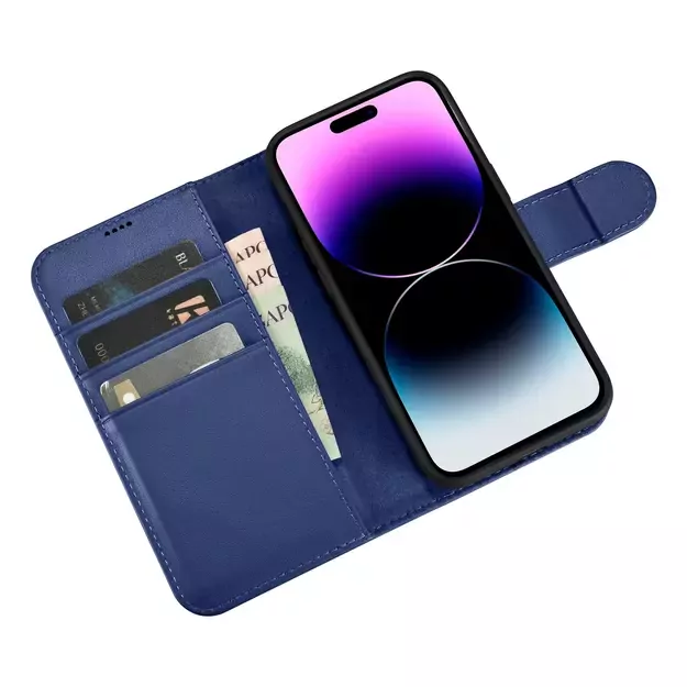 iCarer Wallet Case 2in1 Cover iPhone 14 Pro Max Leather Flip Case Anti-RFID Blue (WMI14220728-BU) 21