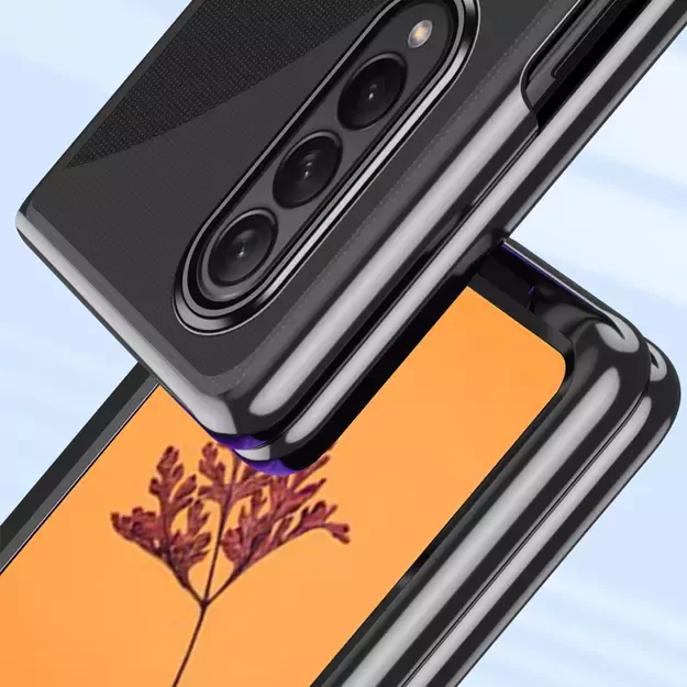 Plating Case for Samsung Galaxy Z Fold 4 cover with a metallic frame black 14