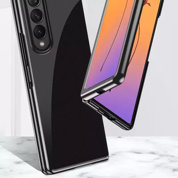 Plating Case for Samsung Galaxy Z Fold 4 cover with a metallic frame black 11