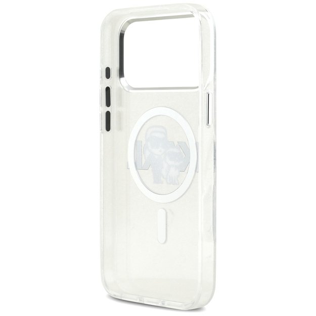 Karl Lagerfeld IML Glitter Karl &amp  Choupette Sketch Logo MagSafe Case for iPhone 17 Pro Max - Clear 6