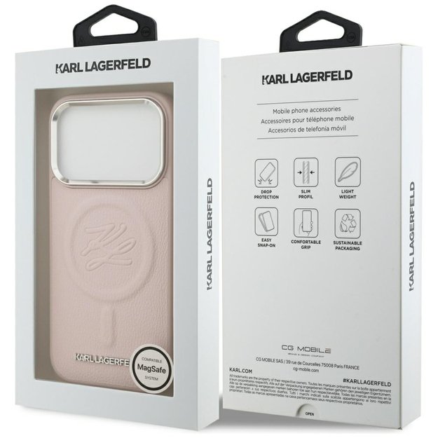 Karl Lagerfeld Initial &amp  Metal Logo MagSafe Case for iPhone 17 Pro - Pink 7