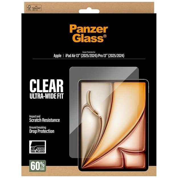 PanzerGlass Ultra-Wide Fit Tempered Glass for iPad Air 13&quot  2024 / 2025 / iPad Pro 13&quot  2024 / 2025 4