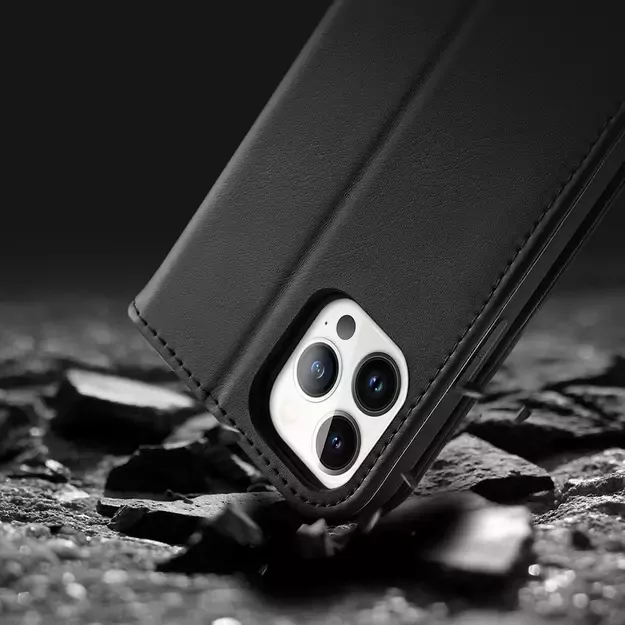 Dux Ducis Hivo Leather Flip Cover Genuine Leather Wallet for Cards and Documents iPhone 14 Pro Max Black 44