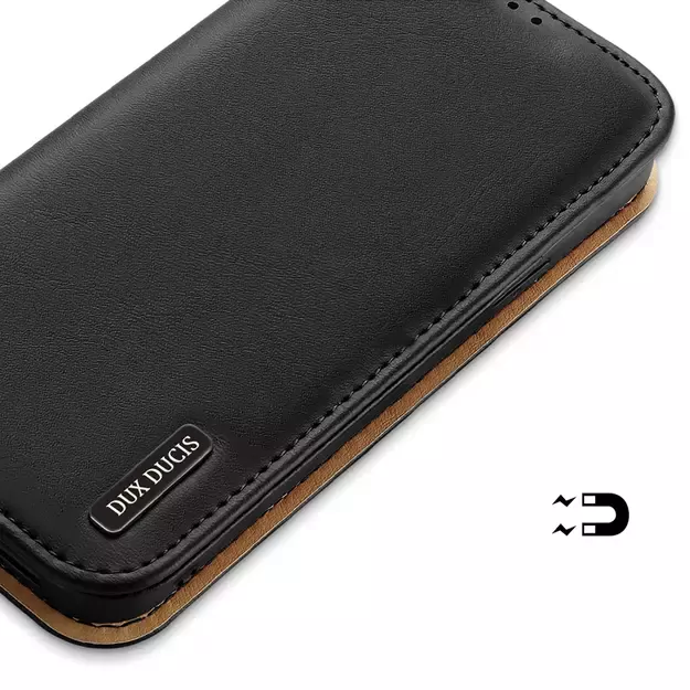 Dux Ducis Hivo Leather Flip Cover Genuine Leather Wallet for Cards and Documents iPhone 14 Pro Max Black 32