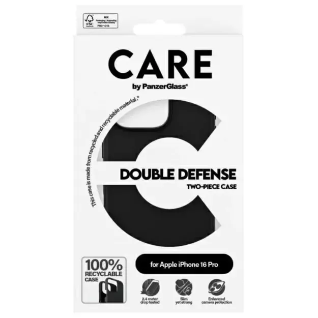 CARE by PanzerGlass Feature Double Defense Case for iPhone 16 Pro - Black 6