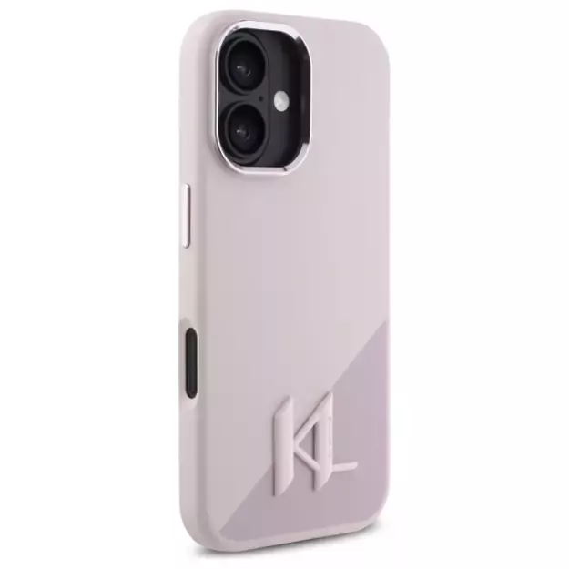 Karl Lagerfeld Silicone Shadow Metal Initial MagSafe iPhone 16 Case - Pink 10