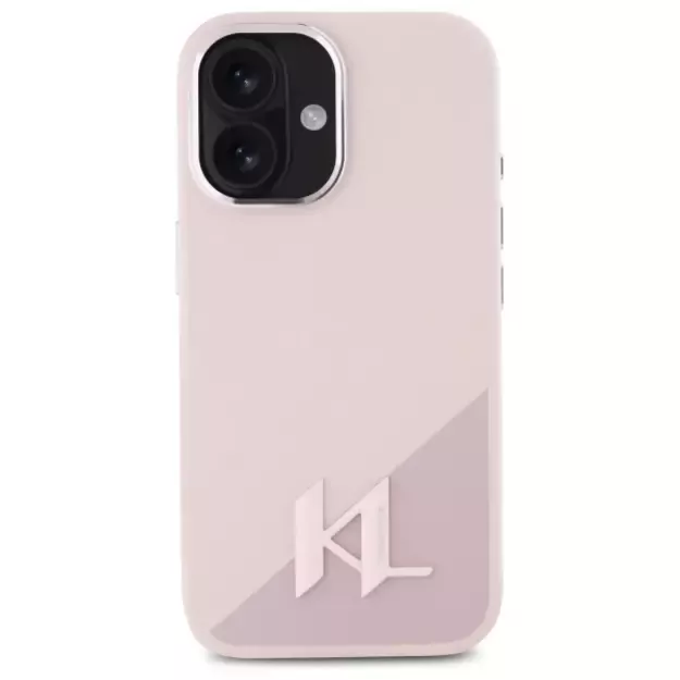 Karl Lagerfeld Silicone Shadow Metal Initial MagSafe iPhone 16 Case - Pink 9
