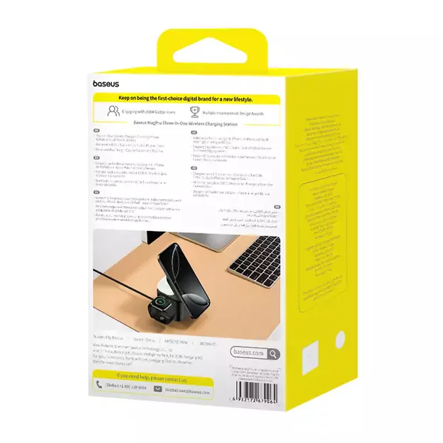 Baseus MagPro 3in1 25W MagSafe Compatible Inductive Charger for Phone and Smartwatch - Black 9