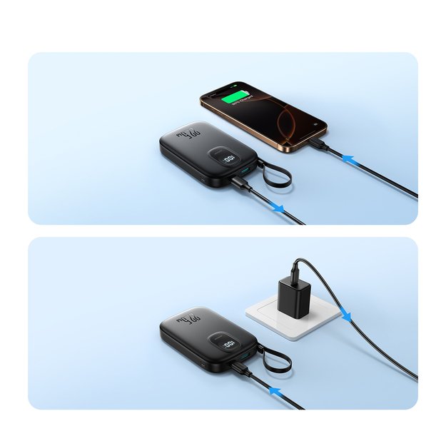 Joyroom JR-PBF17 22.5W 10000mAh Powerbank with Built-in USB-C Cable + 0.25cm USB-C Cable - Black 7