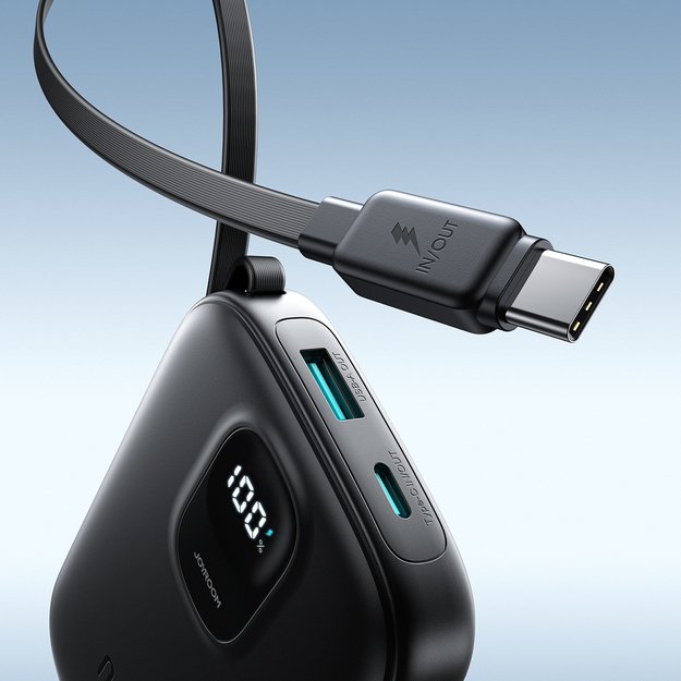 Joyroom JR-PBF17 22.5W 10000mAh Powerbank with Built-in USB-C Cable + 0.25cm USB-C Cable - Black 8
