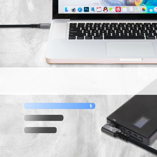 Kabel kątowy Wozinsky WPS2-UY41S USB-C Thunderbolt 4 240W 2m 4K - czarny 6