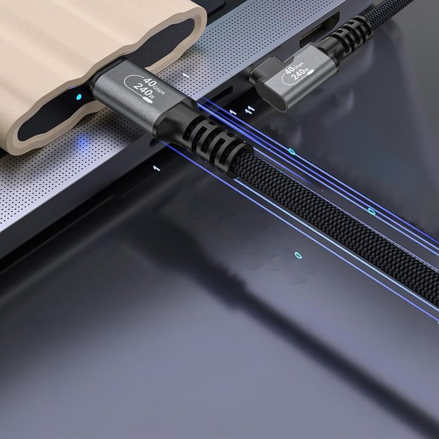 Kabel kątowy Wozinsky WPS2-UY41S USB-C Thunderbolt 4 240W 2m 4K - czarny 7