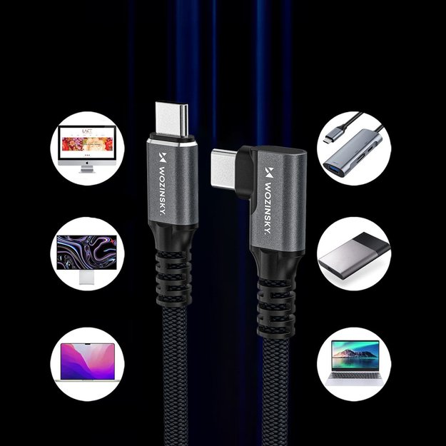 Kabel kątowy Wozinsky WPS2-UY41S USB-C Thunderbolt 4 240W 2m 4K - czarny 5