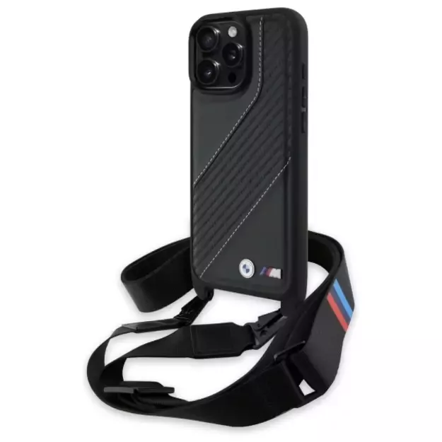 BMW M Edition Carbon Stripe &amp  Strap Case for iPhone 16 Pro Max - Black