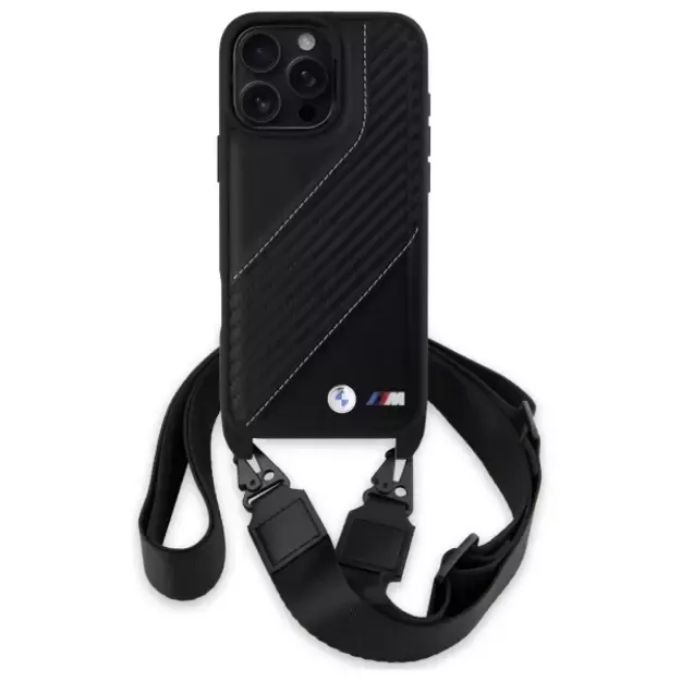 BMW M Edition Carbon Stripe &amp  Strap Case for iPhone 16 Pro Max - Black 1