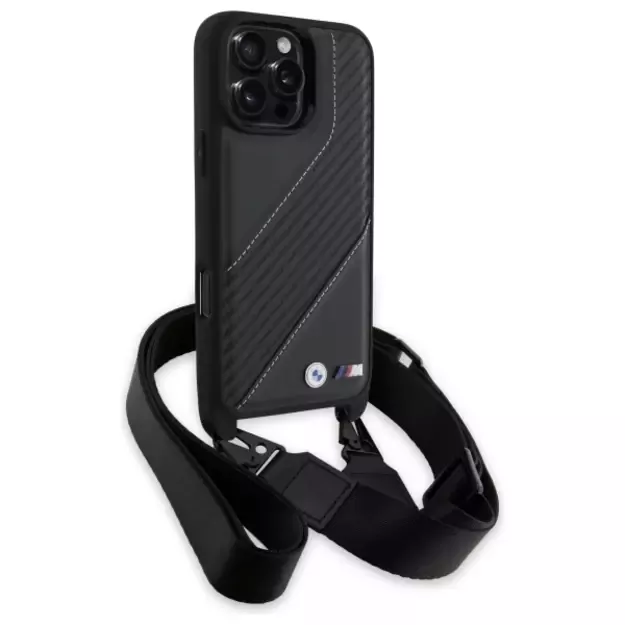 BMW M Edition Carbon Stripe &amp  Strap Case for iPhone 16 Pro Max - Black 2