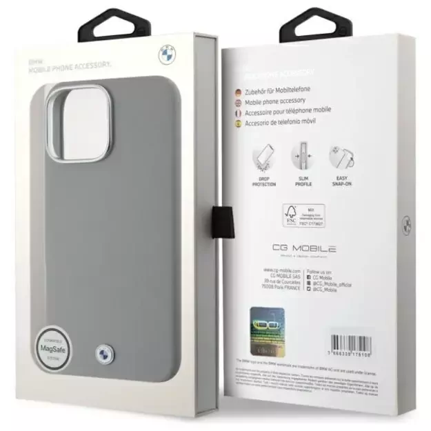 BMW Sign Full Wrapped Metal MagSafe Case for iPhone 16 Pro Max - Gray 13
