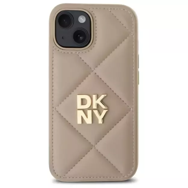 DKNY Quilted Stack Logo iPhone 15 Case - Beige 9