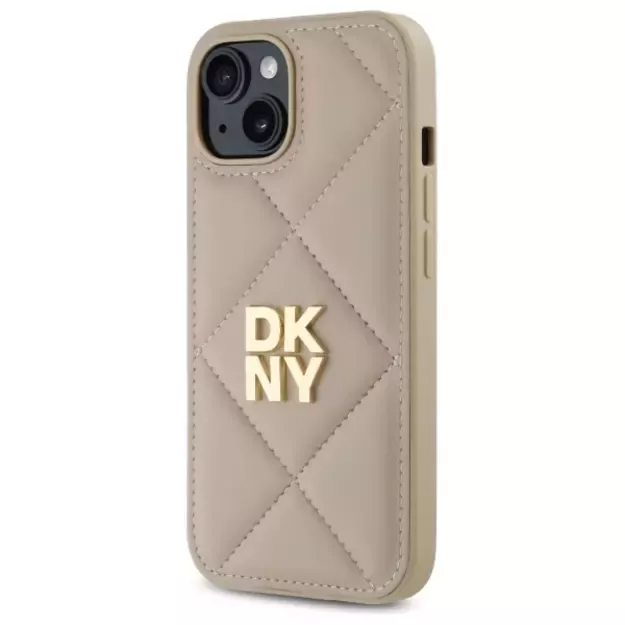 DKNY Quilted Stack Logo iPhone 15 Case - Beige 8