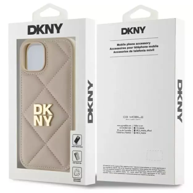 DKNY Quilted Stack Logo iPhone 15 Case - Beige 14