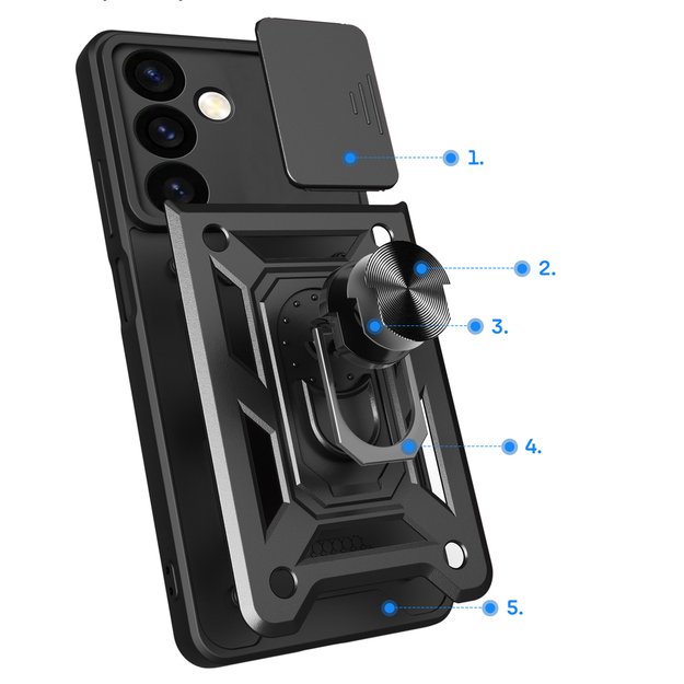 Hybrid Armor Camshield armored case for Samsung Galaxy S24 with camera cover - black 2