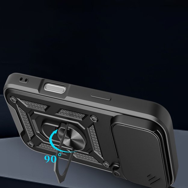 Hybrid Armor Camshield iPhone 17 Pro Case with Stand and Camera Cover - Black 4