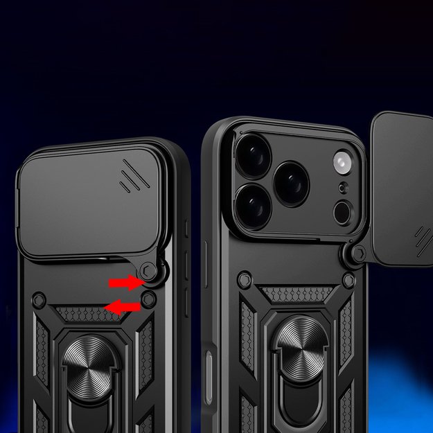 Hybrid Armor Camshield iPhone 17 Pro Case with Stand and Camera Cover - Black 5