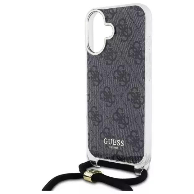 Guess Crossbody Cord 4G Print Case for iPhone 16 - Black 10