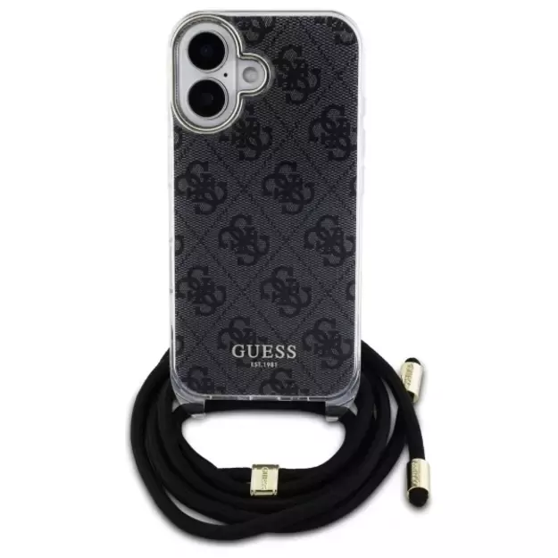 Guess Crossbody Cord 4G Print Case for iPhone 16 - Black 7