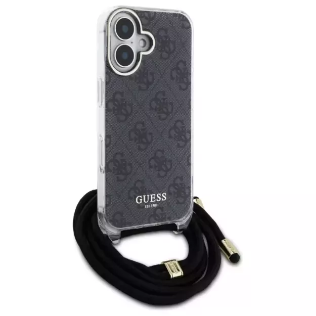 Guess Crossbody Cord 4G Print Case for iPhone 16 - Black 8