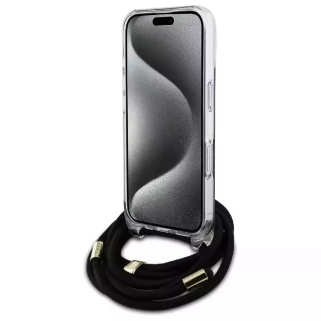 Guess Crossbody Cord 4G Print Case for iPhone 16 - Black 9