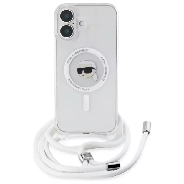 Karl Lagerfeld Crossbody IML Karl Head Magsafe Case for iPhone 16 - Clear 7