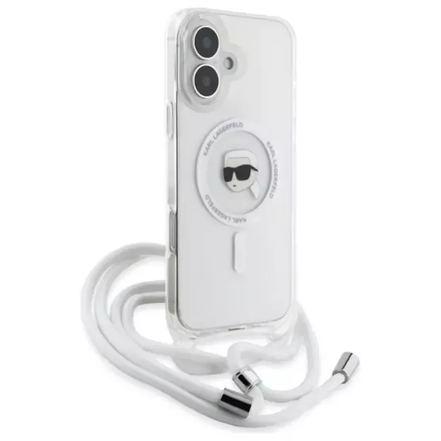 Karl Lagerfeld Crossbody IML Karl Head Magsafe Case for iPhone 16 - Clear 8