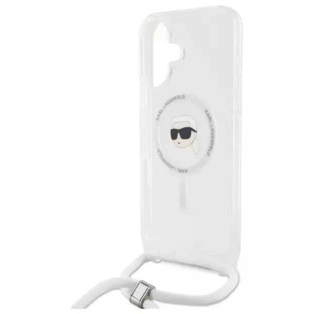 Karl Lagerfeld Crossbody IML Karl Head Magsafe Case for iPhone 16 - Clear 10
