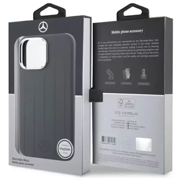 Mercedes Silicone Vertical Tonal Stripes MagSafe Case for iPhone 16 Pro Max - Gray 10