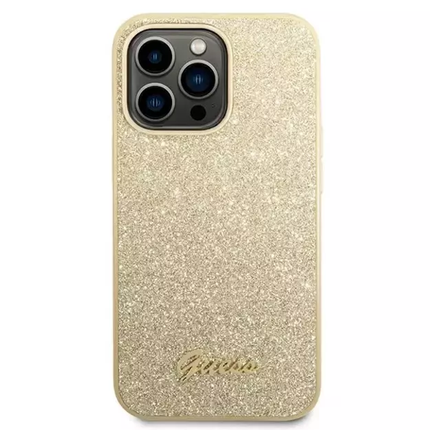 Guess GUHCP14LHGGSHD iPhone 14 Pro 6,1  złoty/gold hard case Glitter Script 2