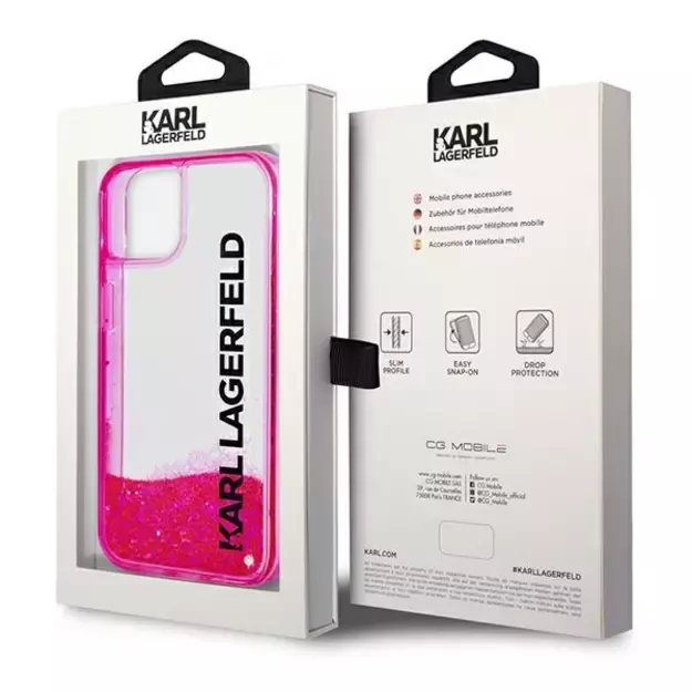 Karl Lagerfeld KLHCP14SLCKVF iPhone 14 6,1  różowy/pink hardcase Liquid Glitter Elong 3